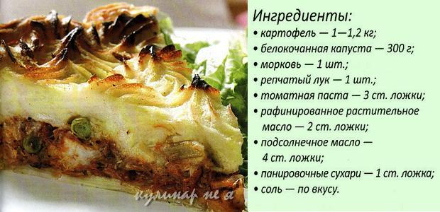 Технологическая карта запеканка картофельная с курицей